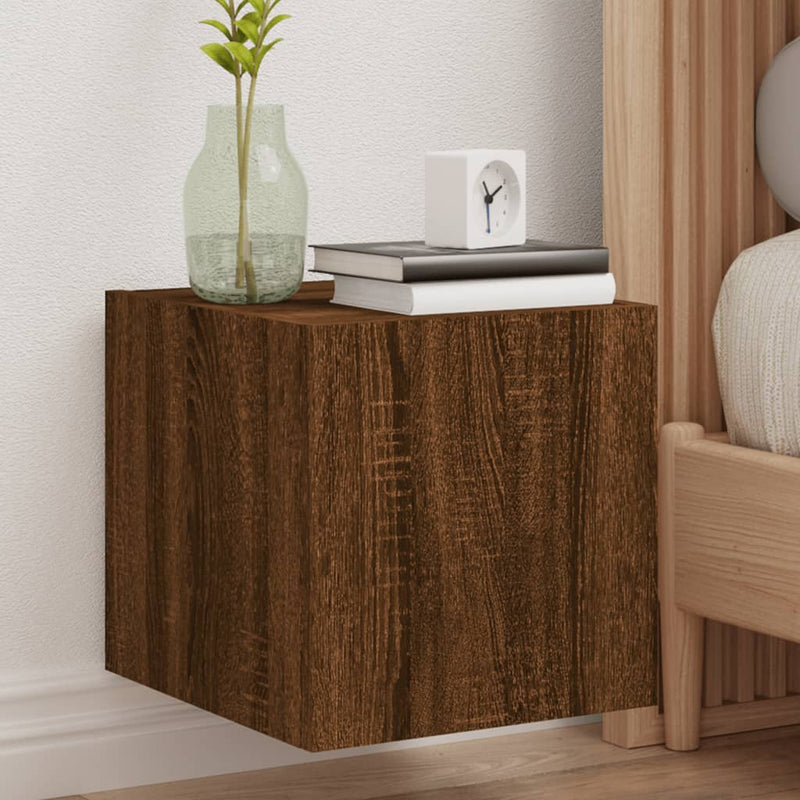 Tv-wandmeubelen met LED 2 st 30,5x35x30 cm bruineikenkleurig