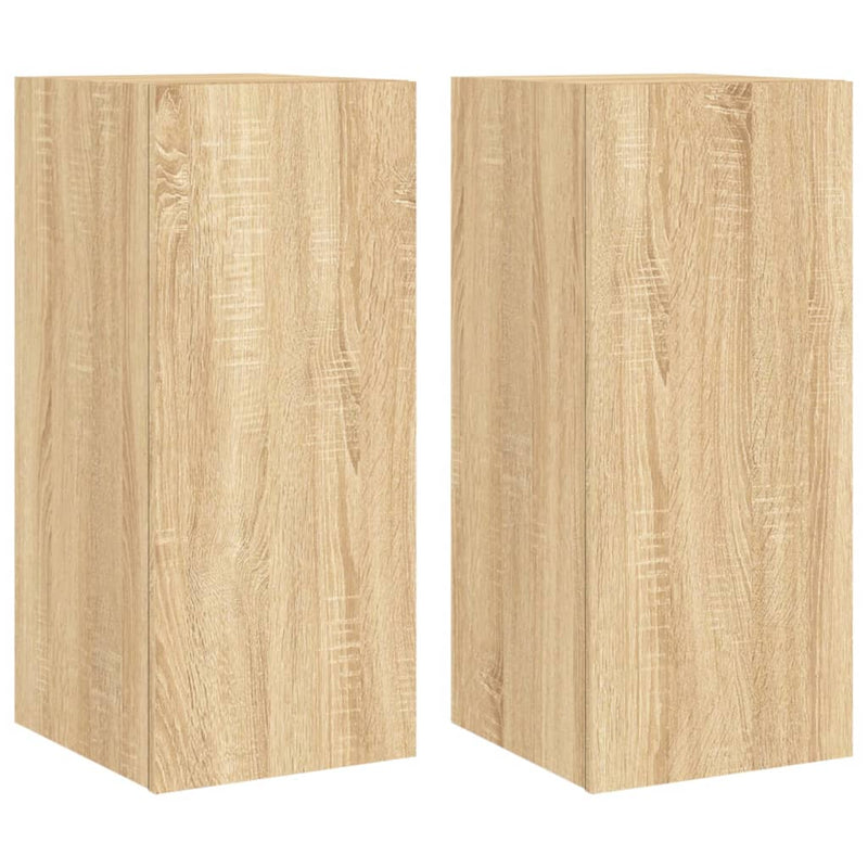 Tv-wandmeubels met LED 2 st 30,5x35x70 cm sonoma eikenkleurig