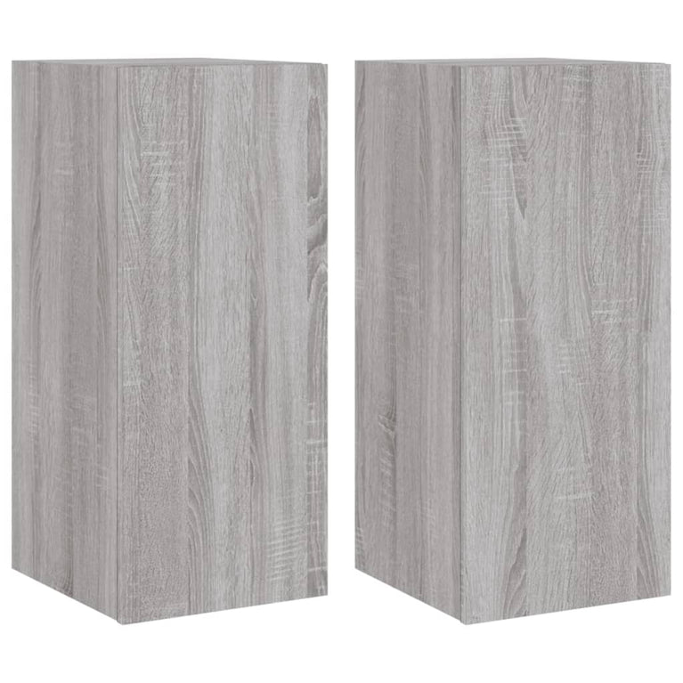 Tv-wandmeubelen met LED 2 st 30,5x35x70 cm grijs sonoma eiken