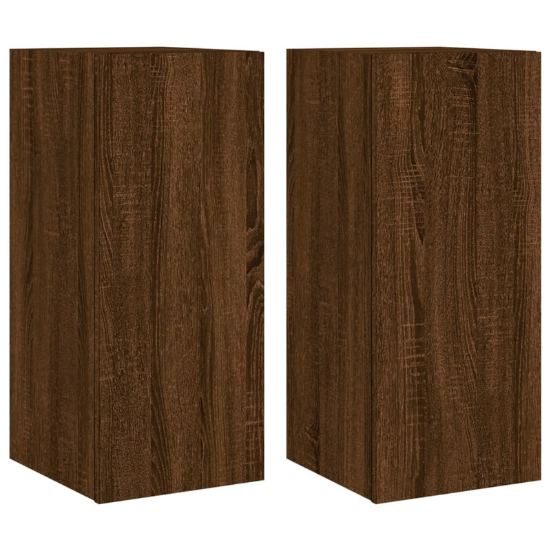 Tv-wandmeubelen met LED 2 st 30,5x35x70 cm bruineikenkleurig