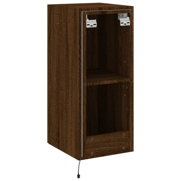 Tv-wandmeubelen met LED 2 st 30,5x35x70 cm bruineikenkleurig