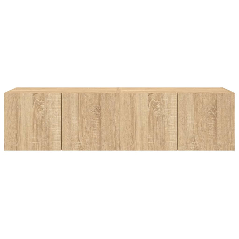 Tv-wandmeubelen met LED 2 st 60x35x31 cm sonoma eikenkleurig