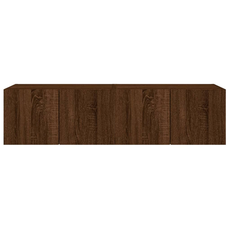 Tv-wandmeubelen met LED-verlichting 2 st 60x35x31 cm bruineiken