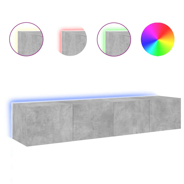 Tv-wandmeubels met LED-verlichting 2 st 80x35x31 cm betongrijs