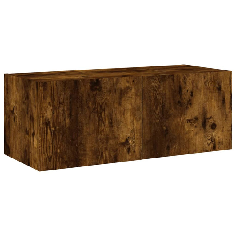 Tv-wandmeubel met LED-verlichting 80x35x31 cm gerookt eiken