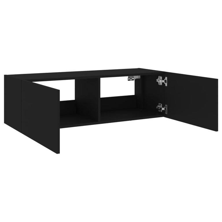 Tv-wandmeubel met LED-verlichting 100x35x31 cm zwart
