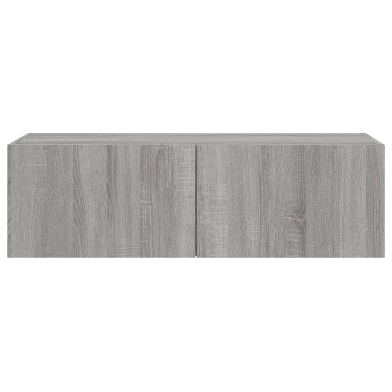 Tv-wandmeubel met LED-verlichting 100x35x31 cm grijs sonoma