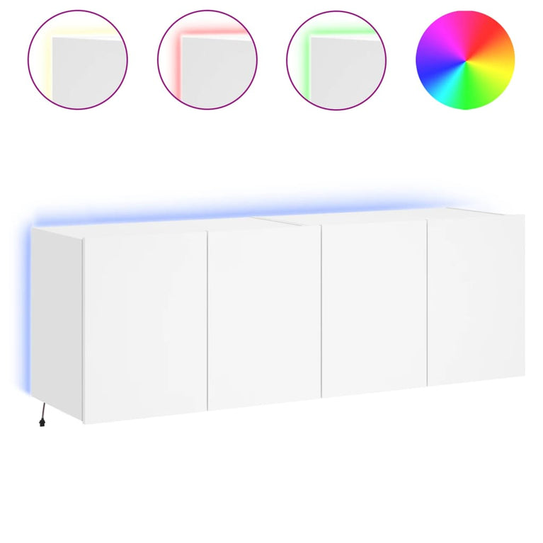 Tv-wandmeubels met LED-verlichting 2 st 60x35x41 cm wit