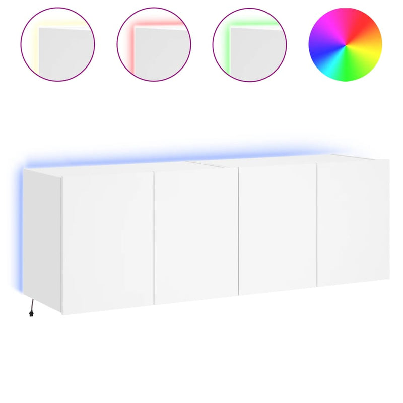 Tv-wandmeubels met LED-verlichting 2 st 60x35x41 cm wit