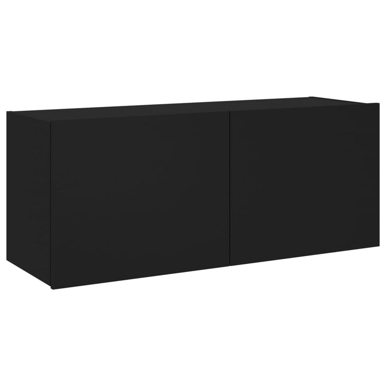 Tv-wandmeubel met LED-verlichting 100x35x41 cm zwart
