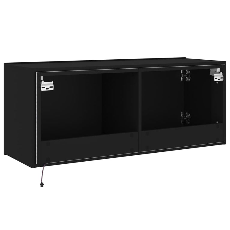 Tv-wandmeubel met LED-verlichting 100x35x41 cm zwart