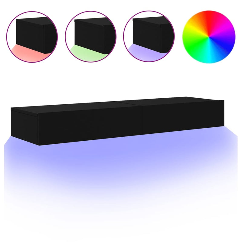 Tv-meubelen 2 st met LED-verlichting 60x35x15,5 cm zwart MeubelReus
