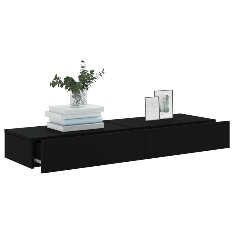 Tv-meubelen 2 st met LED-verlichting 60x35x15,5 cm zwart MeubelReus