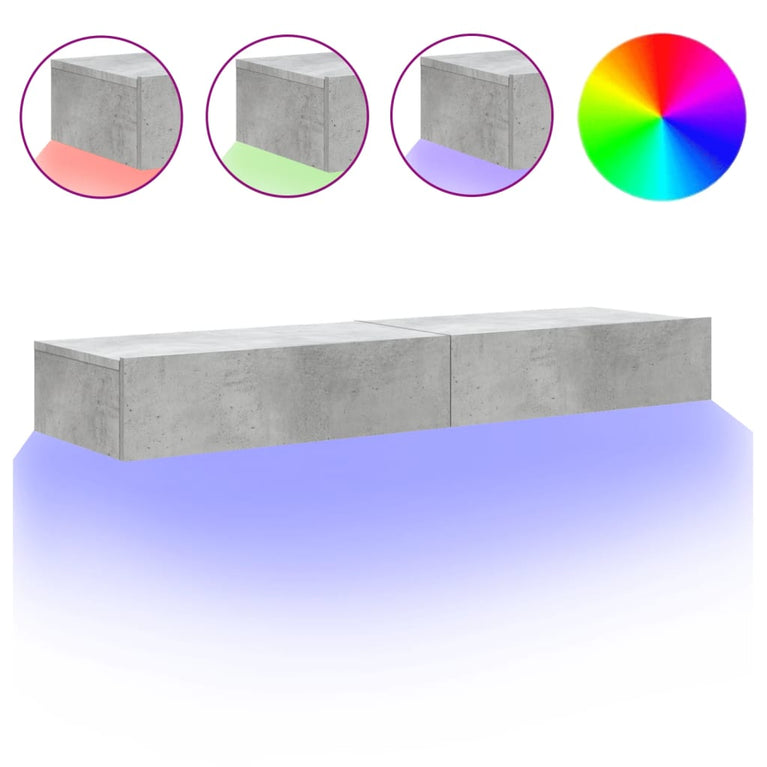 Tv-meubels met LED-verlichting 2 st 60x35x15,5 cm betongrijs MeubelReus