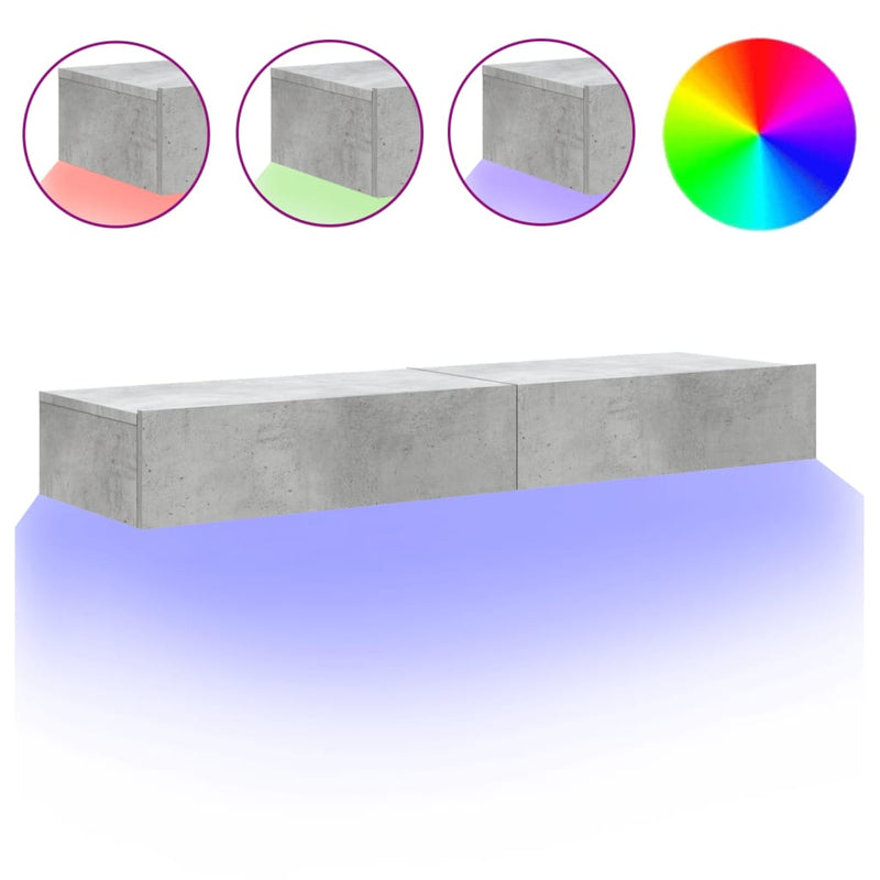 Tv-meubels met LED-verlichting 2 st 60x35x15,5 cm betongrijs MeubelReus