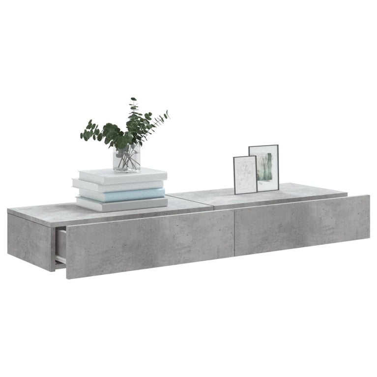Tv-meubels met LED-verlichting 2 st 60x35x15,5 cm betongrijs MeubelReus