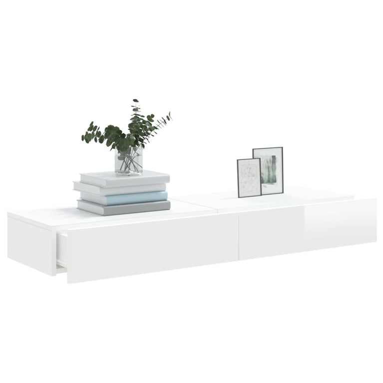 Tv-meubelen 2 st met LED 60x35x15,5 cm hoogglans wit MeubelReus