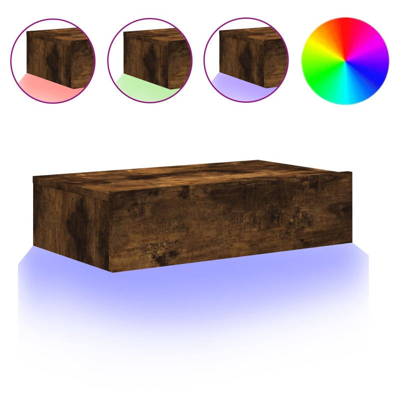 Tv-meubel met LED-verlichting 60x35x15,5 cm gerookt eikenkleur MeubelReus