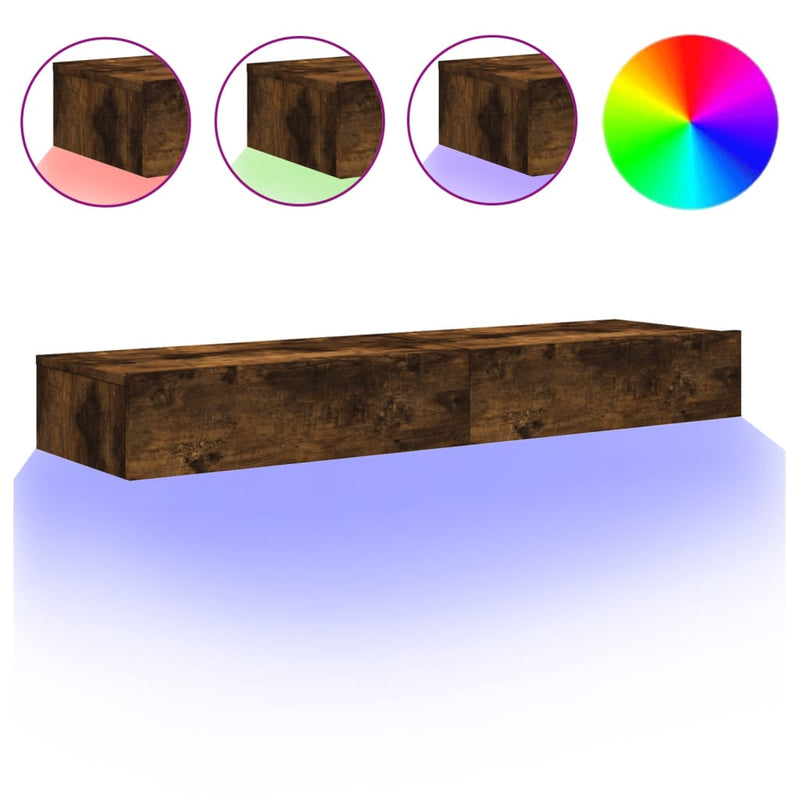 Tv-meubels 2 st met LED 60x35x15,5 cm gerookt eikenkleur MeubelReus