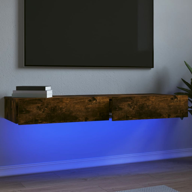 Tv-meubels 2 st met LED 60x35x15,5 cm gerookt eikenkleur MeubelReus