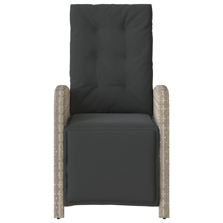 Tuinstoel verstelbaar met voetensteun poly rattan lichtgrijs