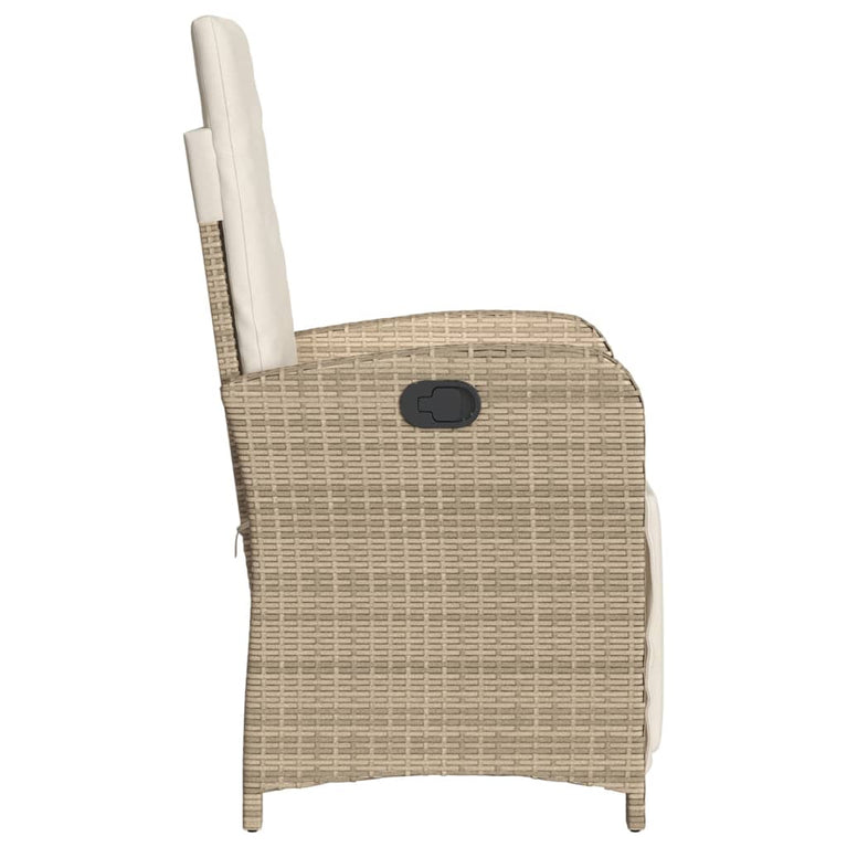 Tuinstoelen 2 st verstelbaar met voetensteun poly rattan beige