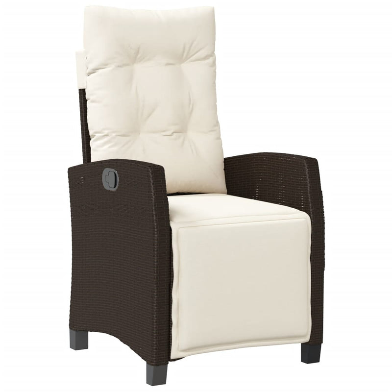 Tuinstoel verstelbaar met voetensteun poly rattan bruin