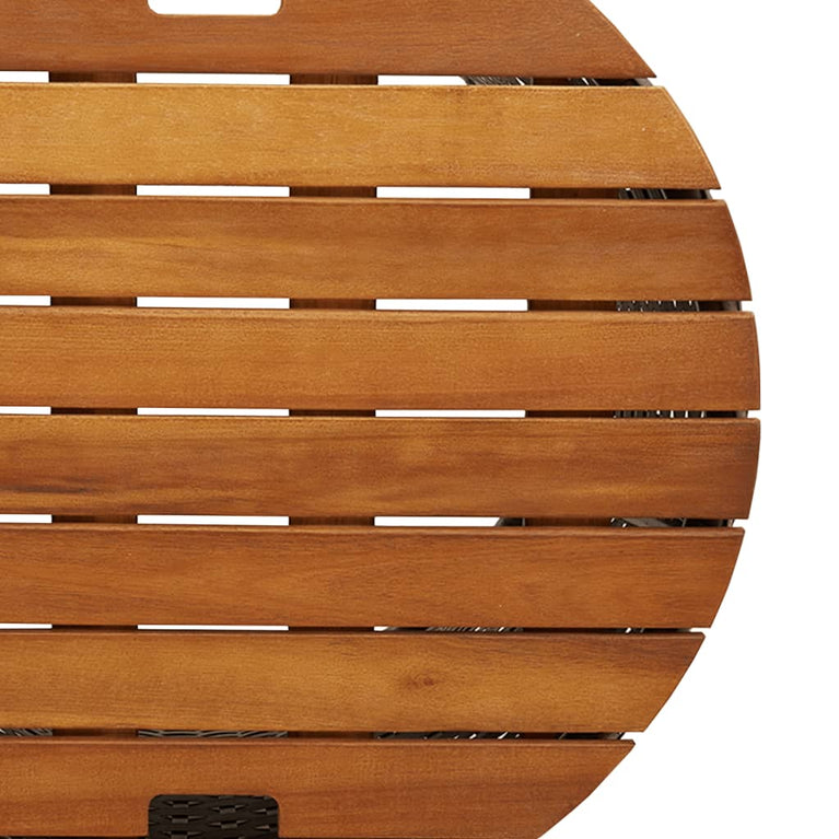 Tuinbijzettafels 2 st met houten blad poly rattan grijs