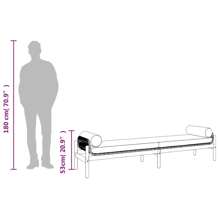 Tuinbank met kussen poly rattan acacia grijs