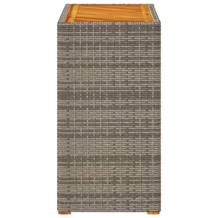 Tuinbijzettafel met houten blad 60x40x75 cm poly rattan grijs