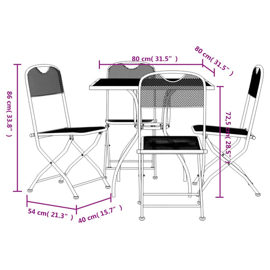 5-delige Tuinset metaalgaas antracietkleurig MeubelReus
