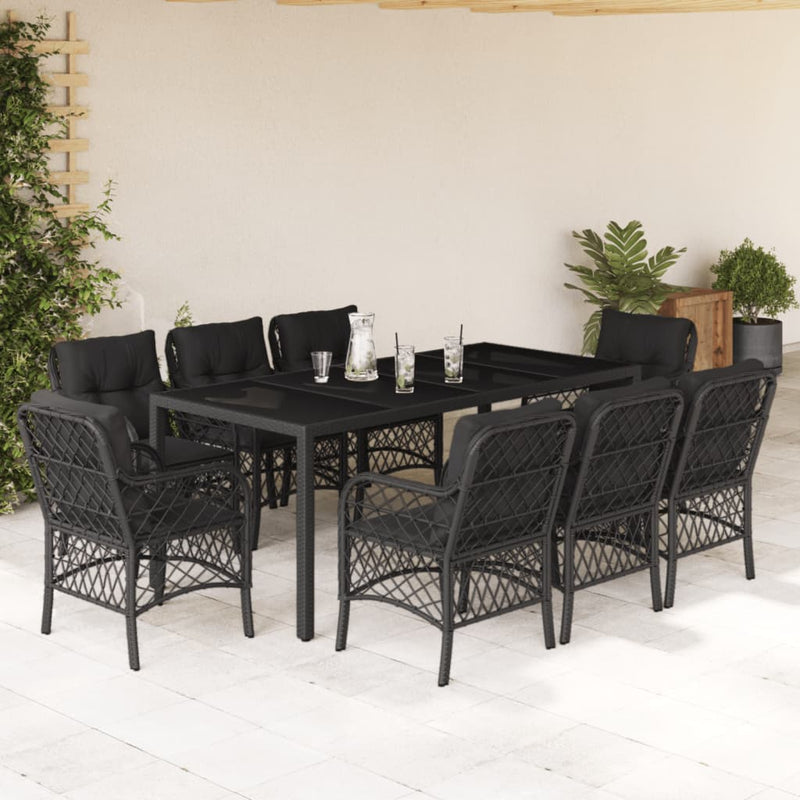 9-delige Tuinset poly rattan zwart