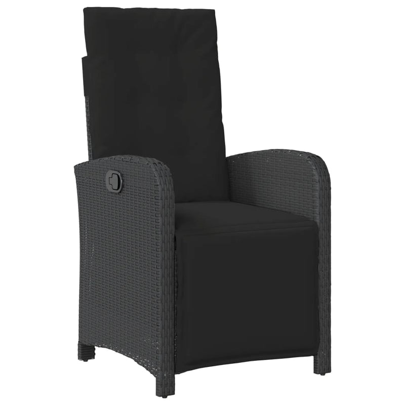 3-delige Bistroset met kussens poly rattan zwart