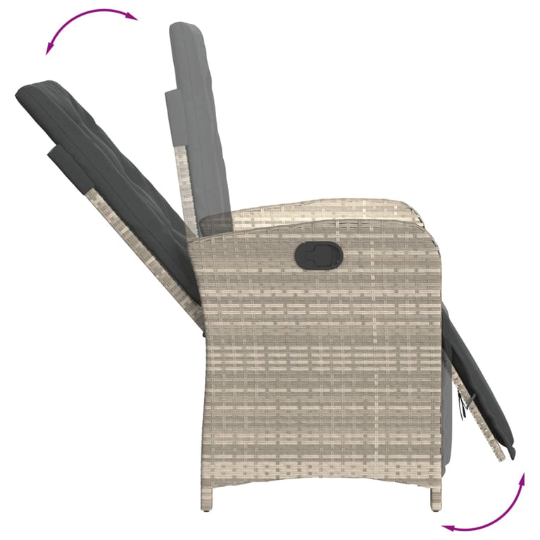 7-delige Tuinset met kussens poly rattan grijs