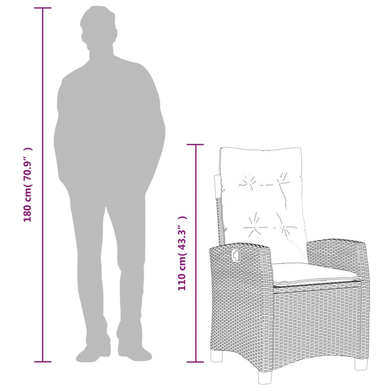 9-delige Tuinset poly rattan zwart