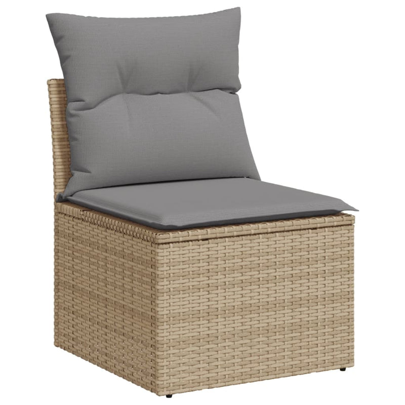 Tuinbank zonder armleuning met kussens poly rattan beige