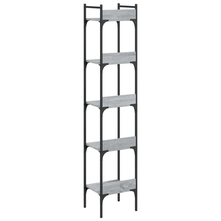 Boekenkast 5-laags 35x30x174 cm bewerkt hout grijs sonoma eiken