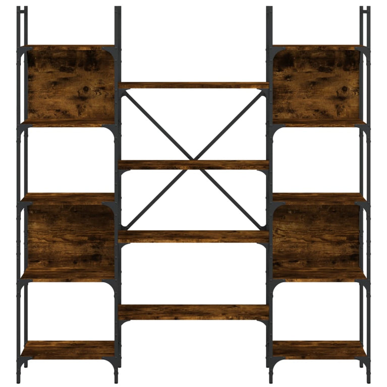 Boekenkast 155,5x24x166,5 cm bewerkt hout gerookt eikenkleurig