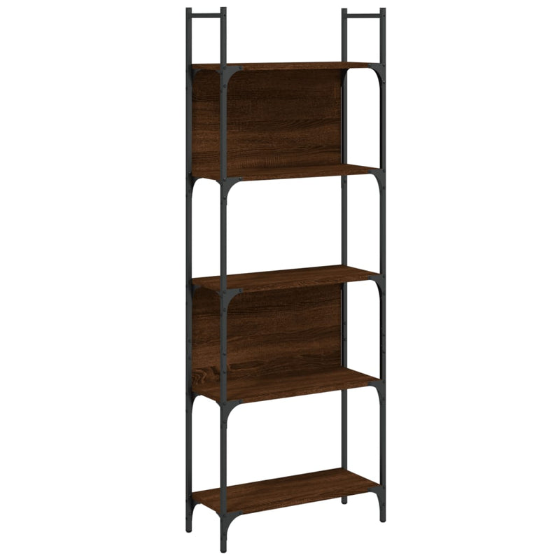 Boekenkast 5-laags 60,5x24x166,5 cm bewerkt hout bruineiken