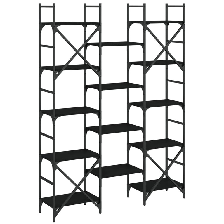 Boekenkast 127,5x28,5x172,5 cm bewerkt hout zwart