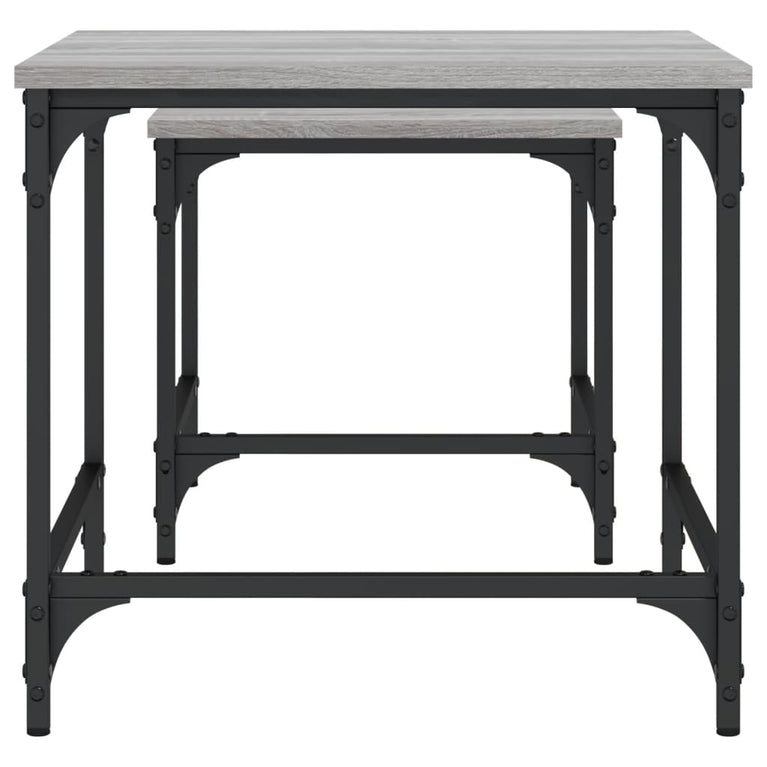 2-delige Tafeltjesset bewerkt hout grijs sonoma eikenkleurig