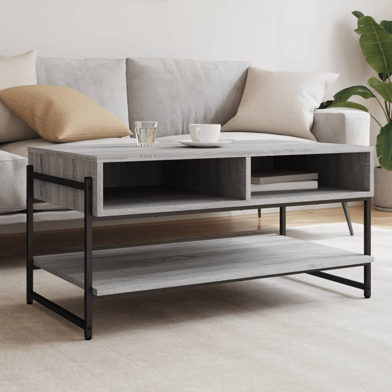 Salontafel 90x50x45 cm bewerkt hout grijs sonoma