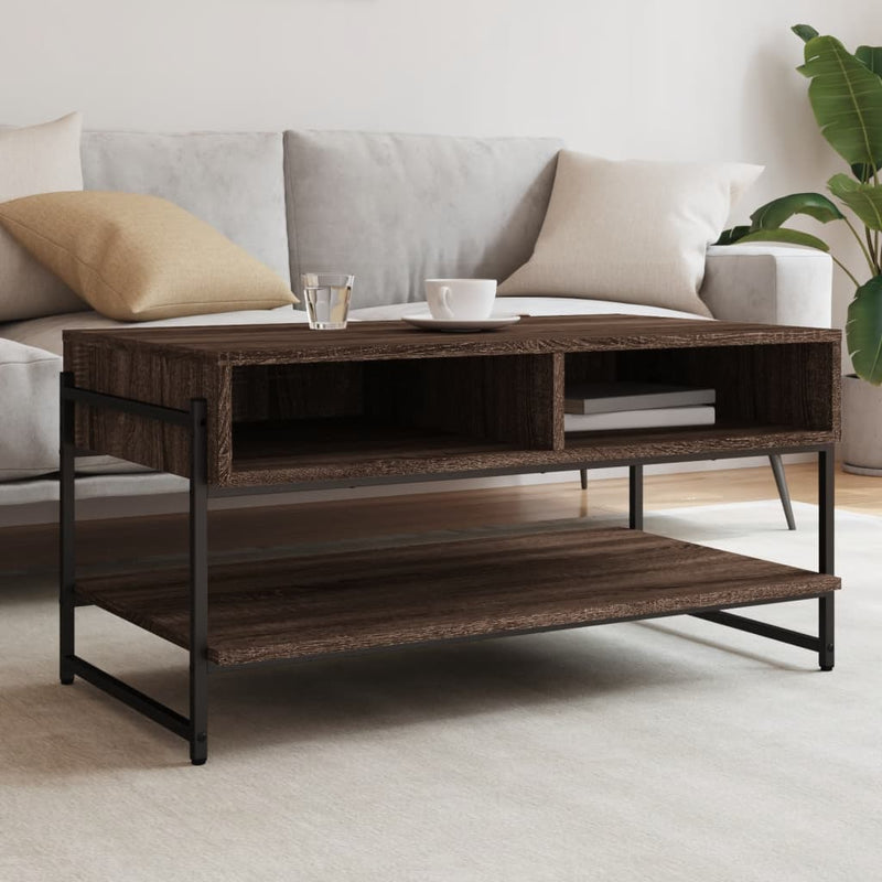Salontafel 90x50x45 cm bewerkt hout bruin eikenkleur