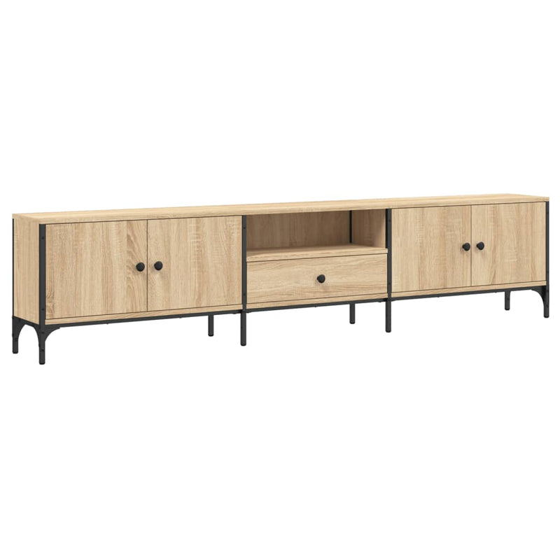 Tv-meubel met lade 200x25x44 cm bewerkt hout sonoma eikenkleur