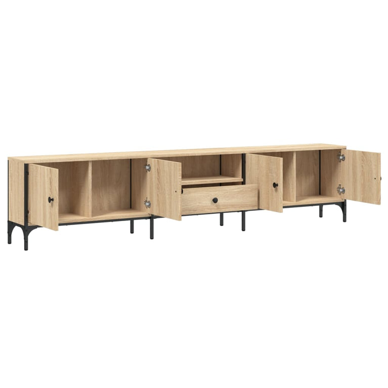 Tv-meubel met lade 200x25x44 cm bewerkt hout sonoma eikenkleur