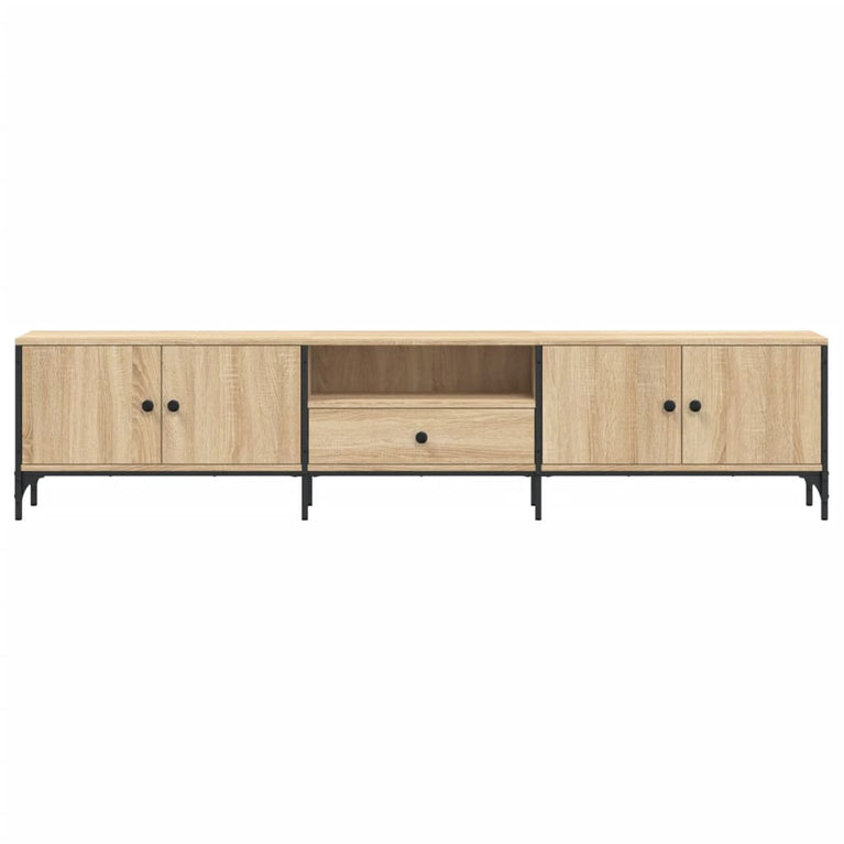 Tv-meubel met lade 200x25x44 cm bewerkt hout sonoma eikenkleur