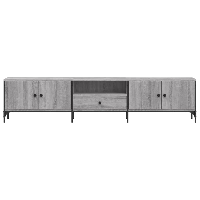 Tv-meubel met lade 200x25x44 cm bewerkt hout grijs sonoma eiken