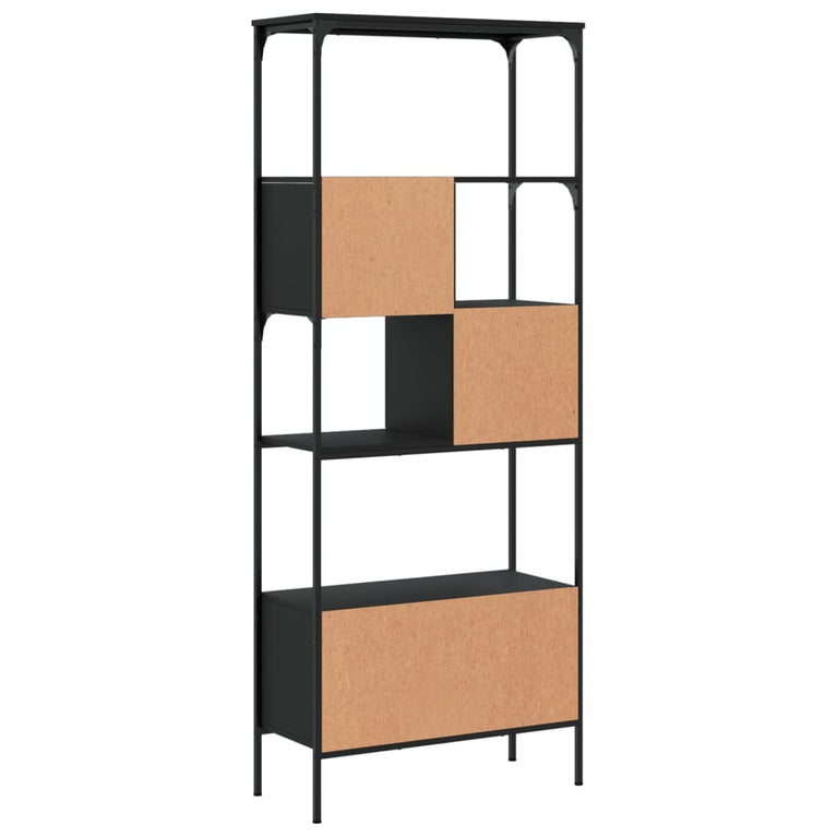 Boekenkast 5-laags 76x33x188,5 cm bewerkt hout zwart