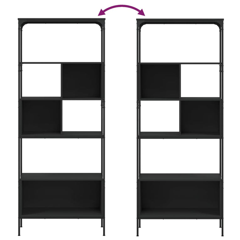 Boekenkast 5-laags 76x33x188,5 cm bewerkt hout zwart