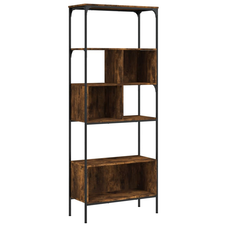 Boekenkast 5-laags 76x33x188,5 cm bewerkt hout gerookt eiken
